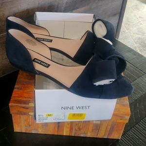 Nine West, Navy, D'orsay flats, 8.5